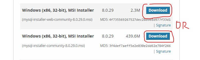 MySQL web installer and offline installer