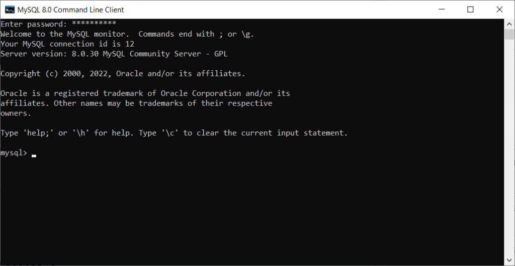 The MySQL command line client